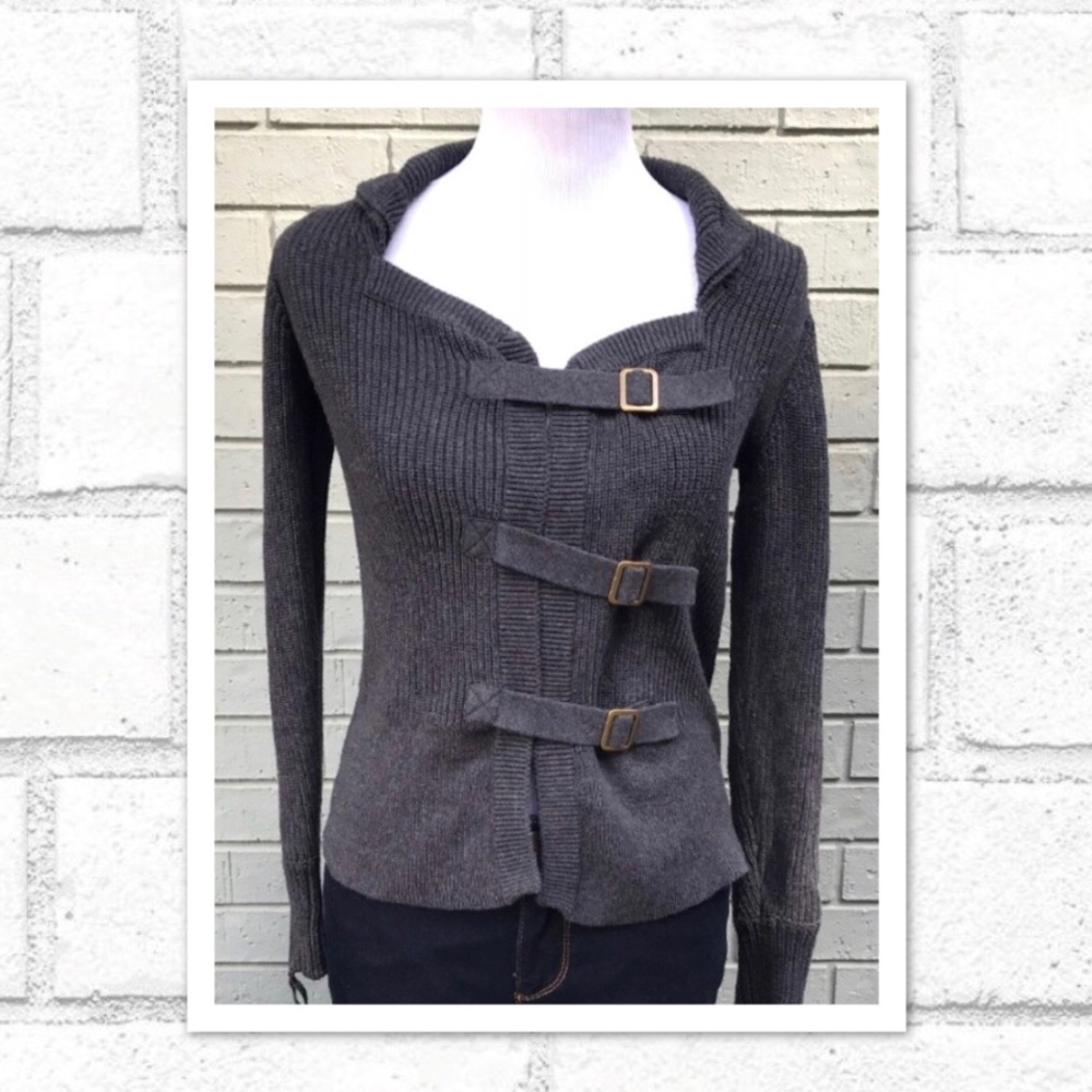 Wrap London Grey Buckle Sweater